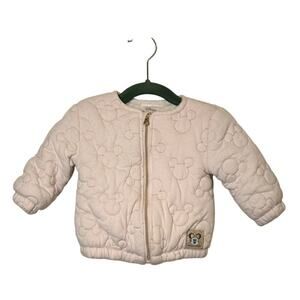 Disney Baby Quilted Mickey Mouse Jacket With Glitter Star Patches & Zip Closure,
